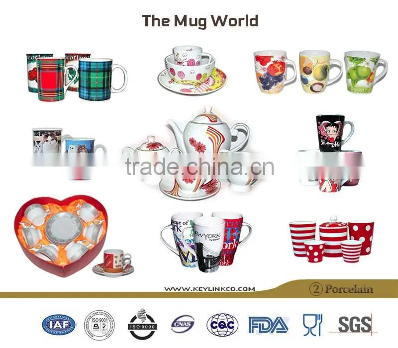 11OZ hens design full decal print coffee cups, shiny surface porcelain mug, KL5004-11042