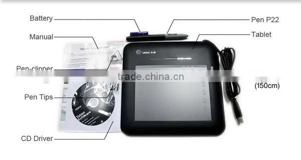 Ugee M540 Wirless Signature Pad Digital Signature Pad 5*4 Inch 1024 Pressure Sensitive 2800 LPI 133RPS