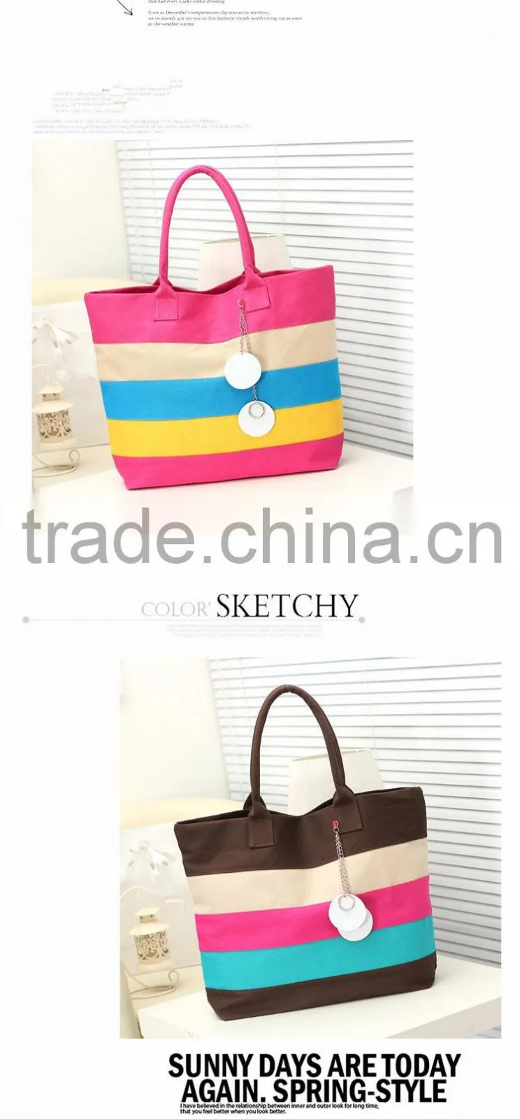 2016 fashion canvas beach bag