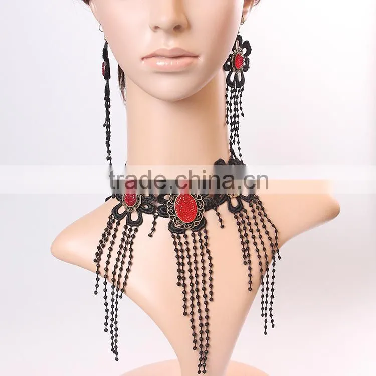 lace fashion indian jewelry set, cheap necklace and earring sets