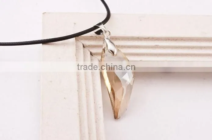 Crystal Wolf Tooth Style Pendant Black Chord Unisex Fashion Necklace Gift