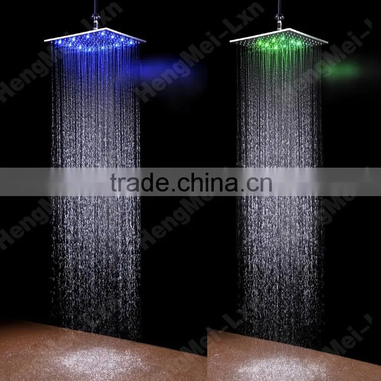 led shower 16 inches concealed ceiling shower rain,body shower massage shower set with water pressure led light