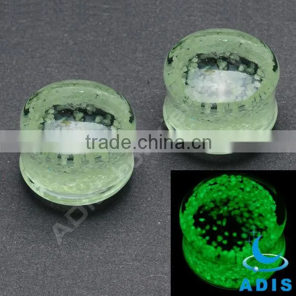 Pyrex glass ear plugs jewelry glow in dark, body piercings