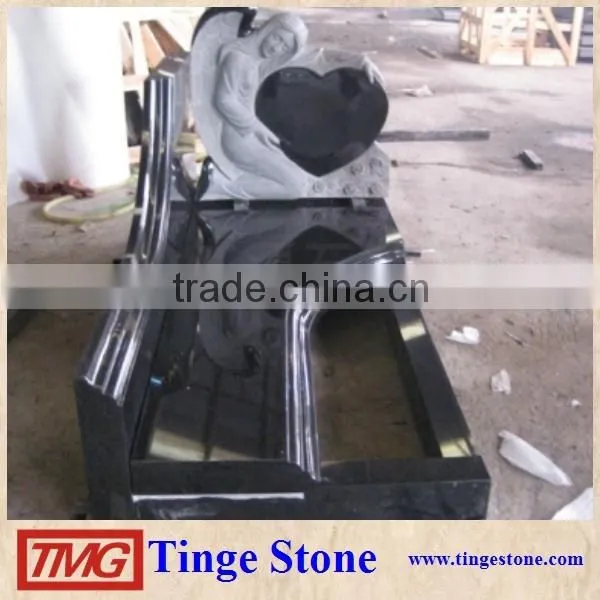 Black marble tombstone headstone