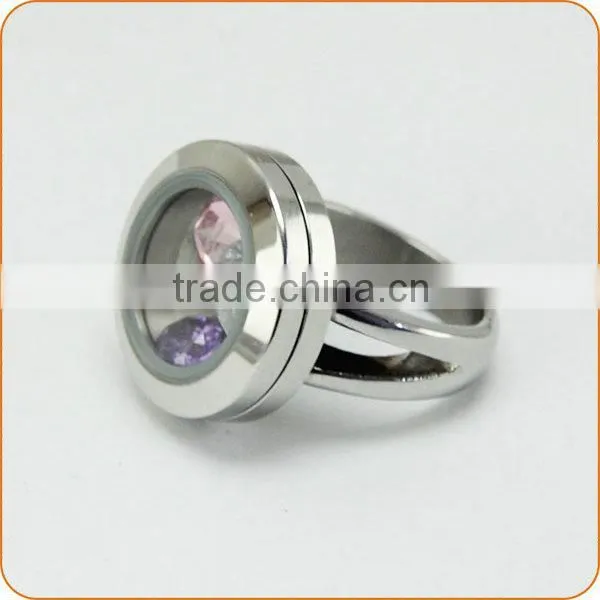 Wholesale Stainless steel glass locket ring
