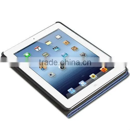luxury folio stand style leather case for Apple ipad 4 16gb
