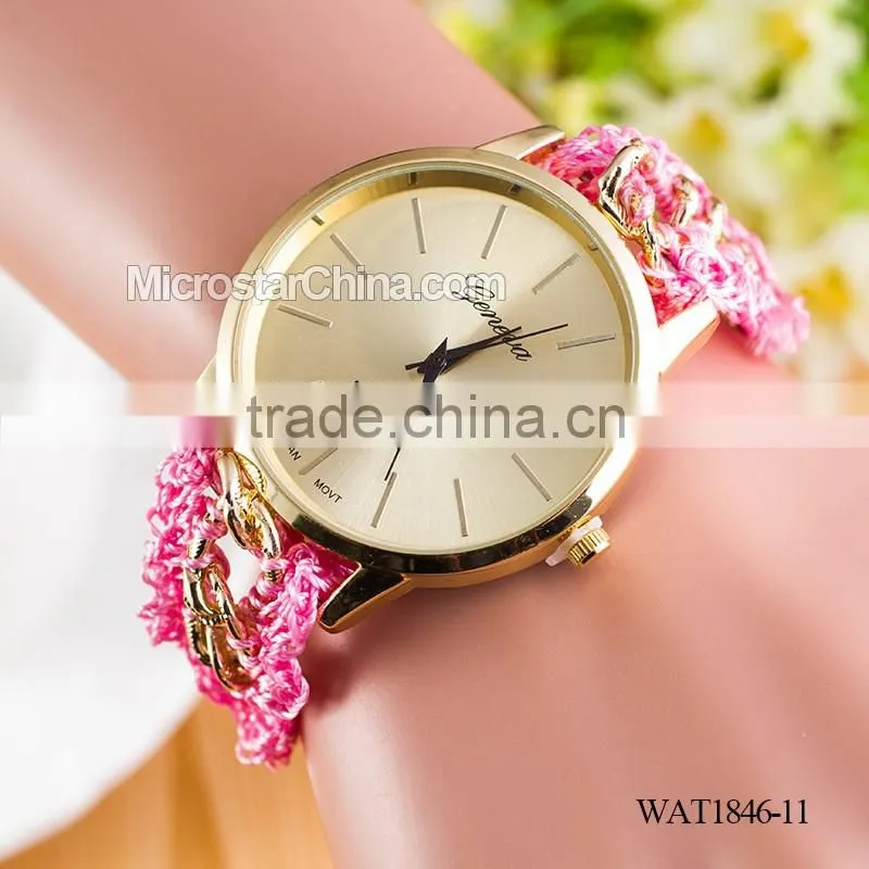 DIY hand made woven chain woomen watch bracelet