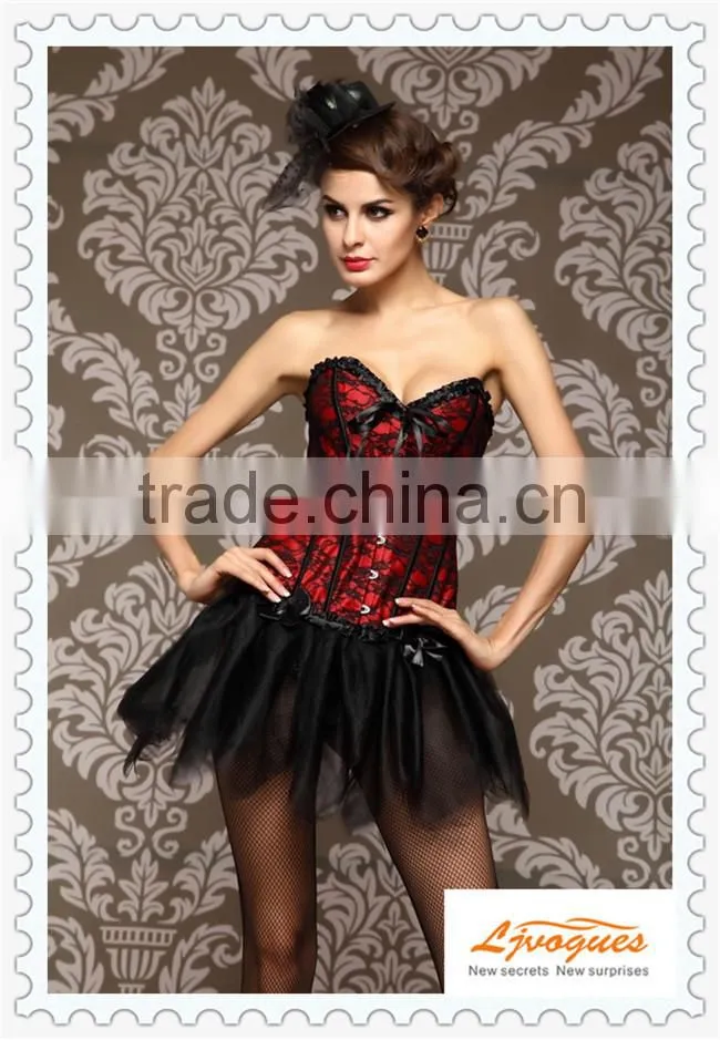 On sale overbust corset waist training top dance club corsets with Lace up