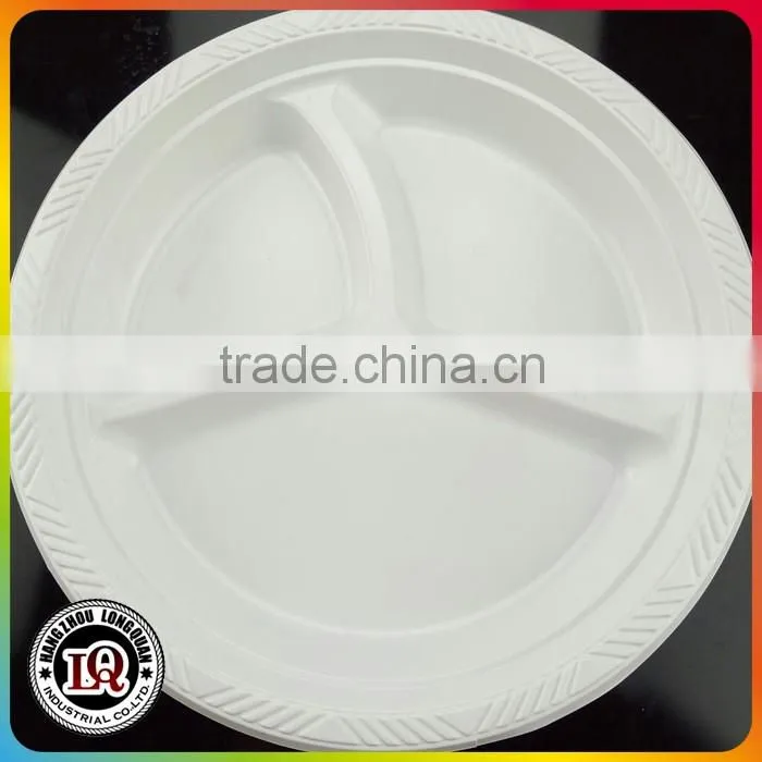 White Cheap Disposable Compartment Plastic Plate