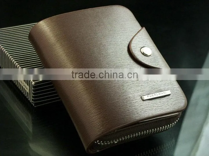 Billfold Multi Pockets Purse Card Holder Mens Zipper Leather Wallet