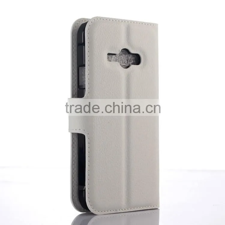Hot Selling Ultra Thin Lichee PU Leather Case Wallet Folio Flip Cover for Samsung GALAXY J1 ACE