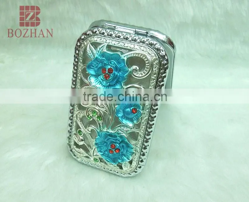 Charm makeup rhinestone mirror/antique design compact mirror/portable retro makeup mirror