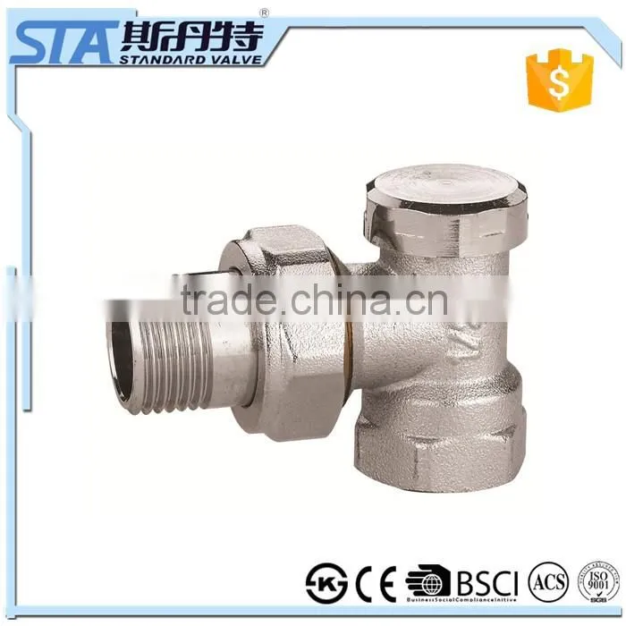 ART.5041 Best Seller 1/2"and 3/4" Forged Nickel Plated BSP NPT Male Thread Manual Brass Straight Angle Radiator Valve for water