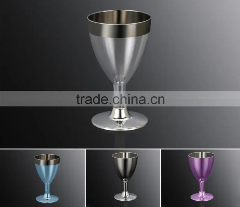 6OZ Disposable Plastic Silver Wine Cup
