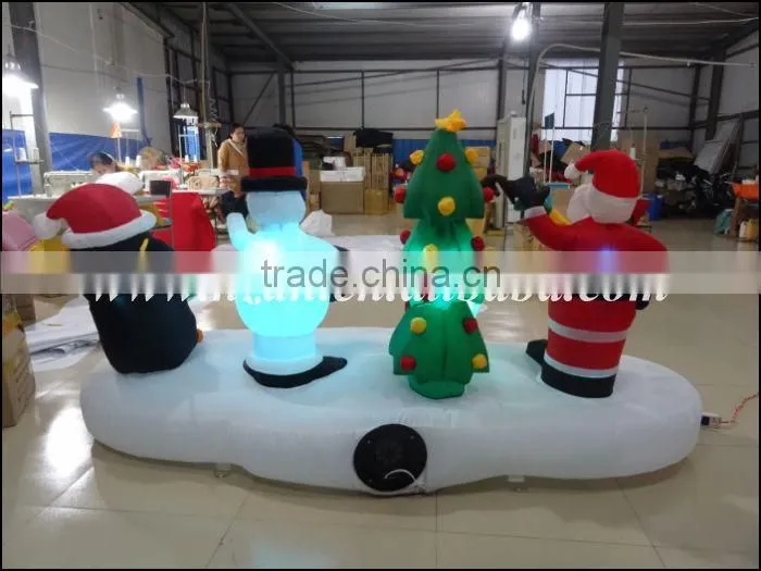 Newest Xmas Outdoor Decoration Inflatable Snowman on Motorcycle with Penguin
