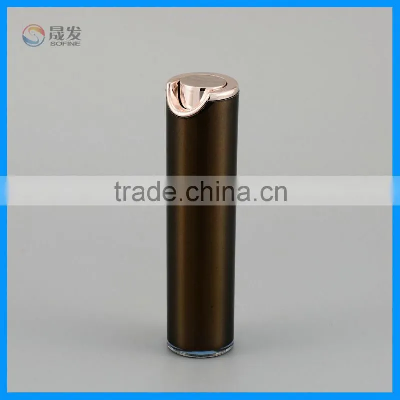 Round as empty plastic cosmetic pump bottle
