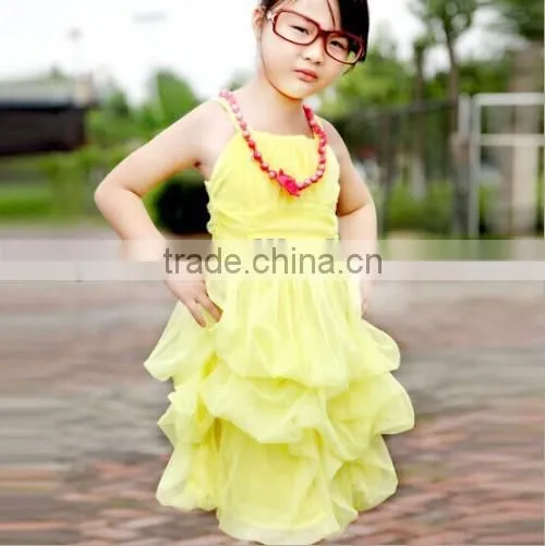 Hot Yellow Angle Layered Dress Custom Top Quality Slip Sunshine Fashion Princess Dress