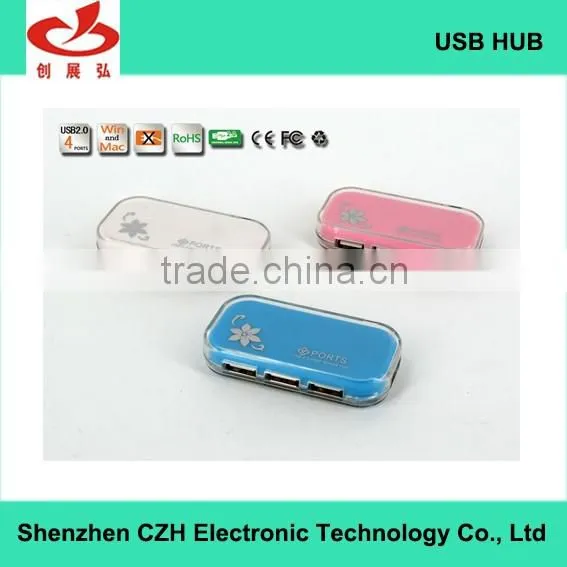 Colorful usb por hub, Plastic casing 4 port usb 2.0 hub