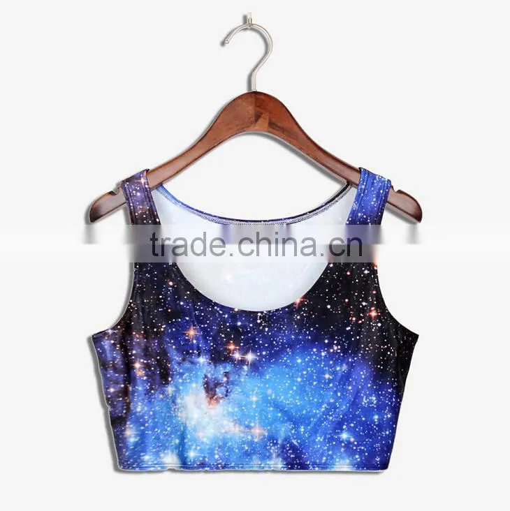 Latest Tops Designs Girls Blue Galaxy Print Vest N7-27