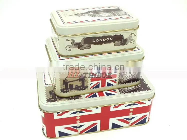 High End Printed Rectangular Cookie Gift Tin Can