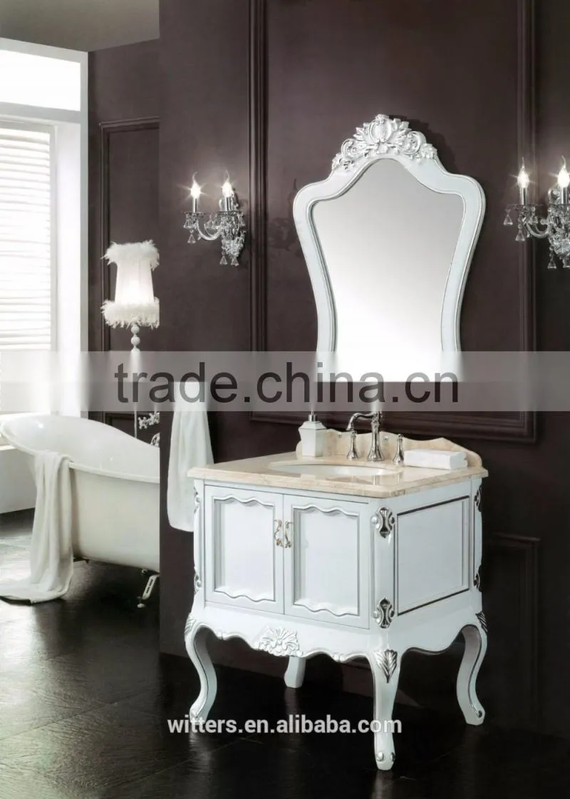 New white oak solid wood free standing modern bathroom vanity cabinet WTS243