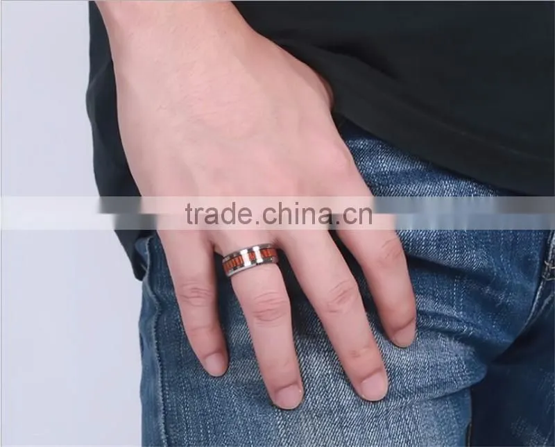 8 mm Wooden Inlay High Polish Tungsten Carbide Ring