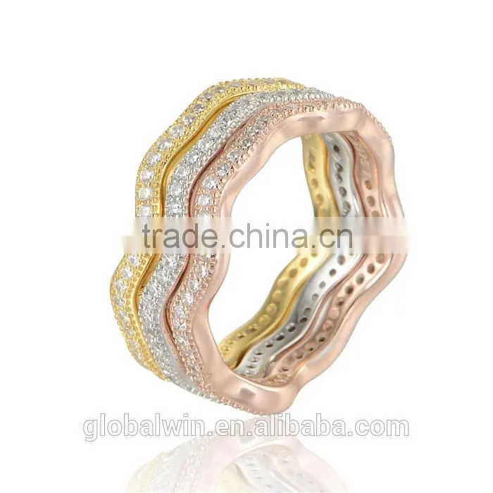 Fashion Jewelry Silver 925 Handmade Gold Plated Ring With Clear Zircon