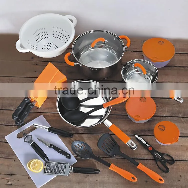 Wholesale different types color stainless steel kitchen tools utensils and equipment set