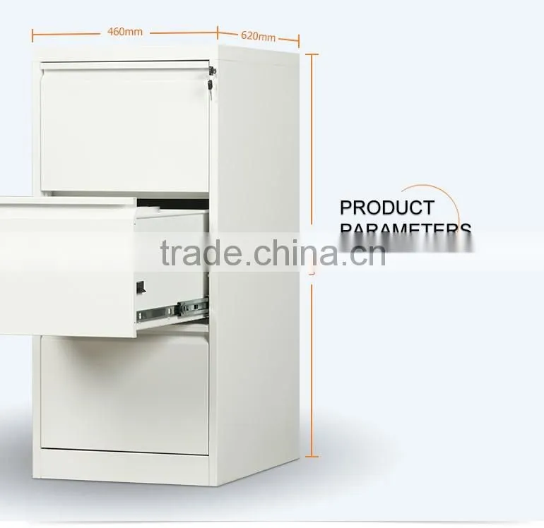 Vertical 3 drawer steel filing cabinet for file storage in office