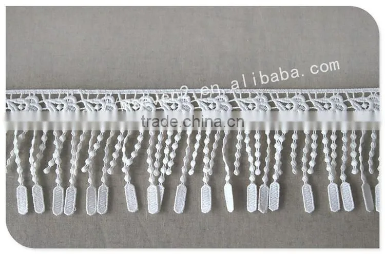 Beautiful design 9cm width polyetser crochet tassel fringe for dresses wholesale