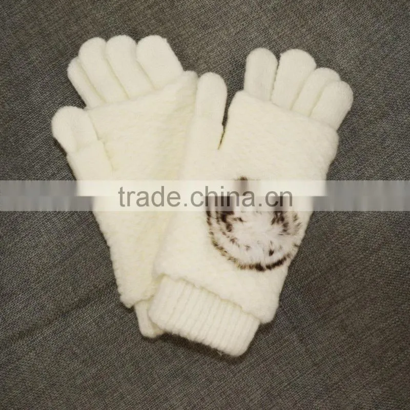 Two in one warm women's knit gloves