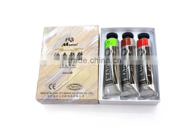 12x40ml good quality oil paint set factory made in china