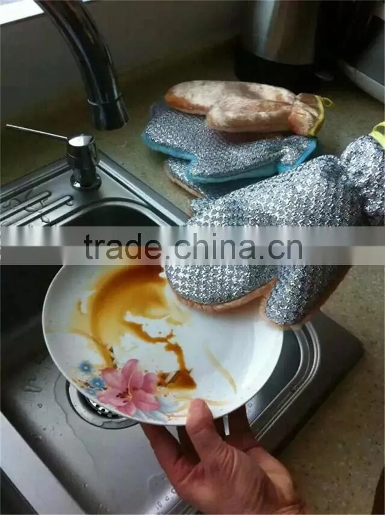 Wood fiber cleaning cloth Kitchen dishwashing gloves oil resistant gloves