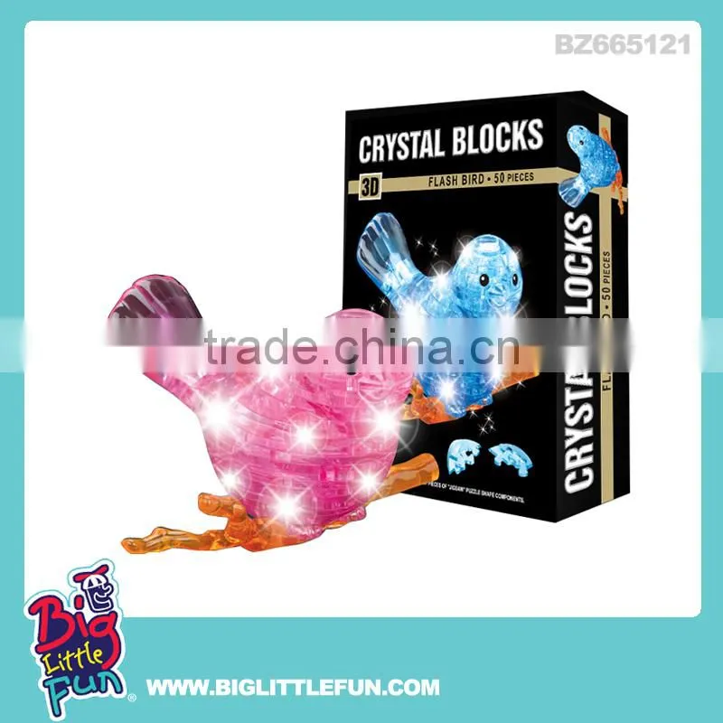 Building block toy, shark shape crystal block with light