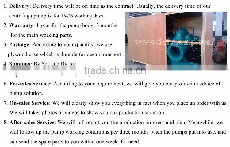 high capacity double suction diesel engine driven water pump