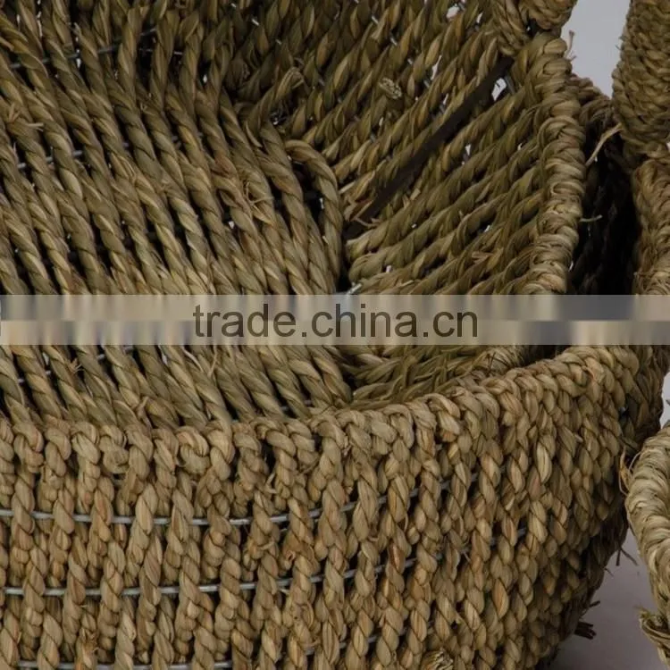 Set of 3 seagrass woven hanging basket flower decorative gift basket
