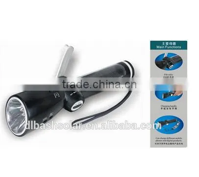 China factory price time crank dynamo solar flashlight
