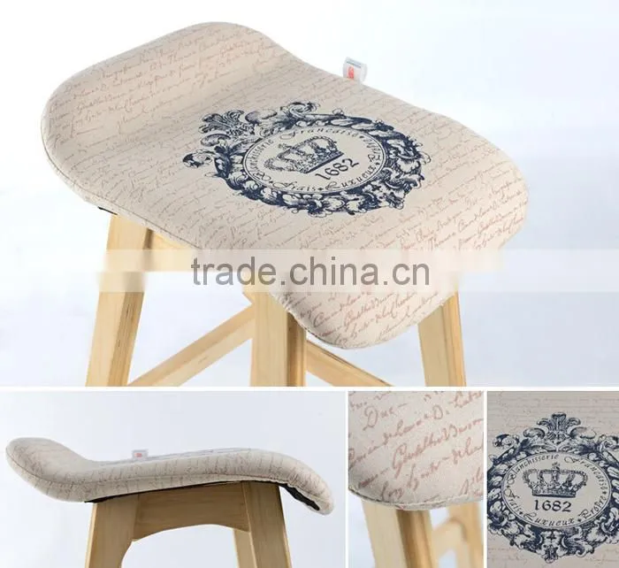 2015 antique wood and fabric high bar chair BAR00001