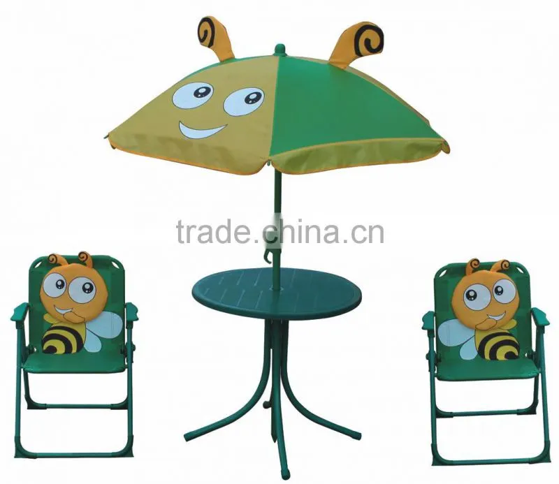Cheap kids folding beach chair and table with umbrella