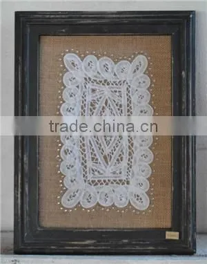 2016 new style antique wooden linen picture frame , linen printing frame