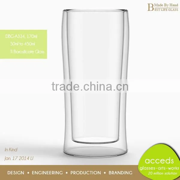 Pyrex Crystal Hand-made Double Wall Clear Glass Mug