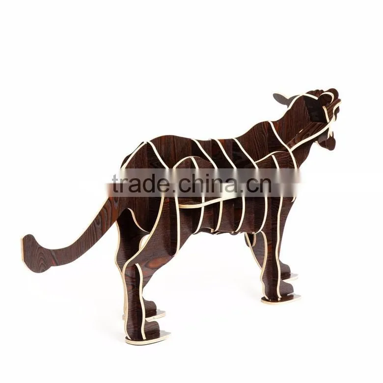 puzzle wood craft leopard table book shelves creative animal furniture