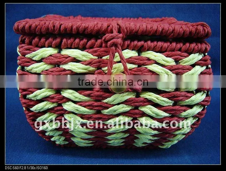 Red square paper rope woven iron frame model storage box
