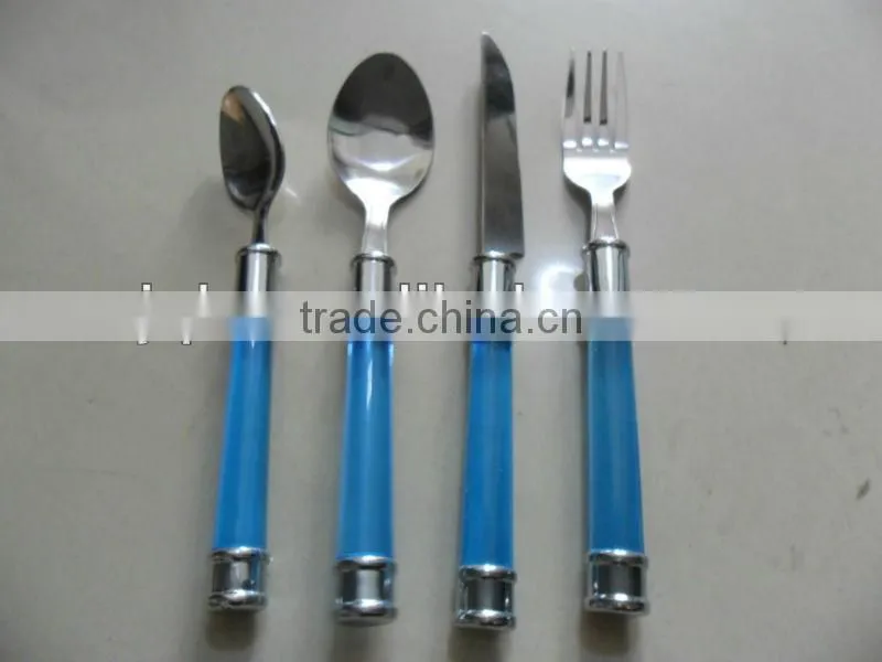 Plastic colored handle fork and spoon