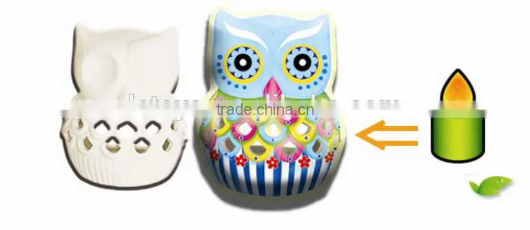 factory new design DIY free coloring ceramic owl candle holder
