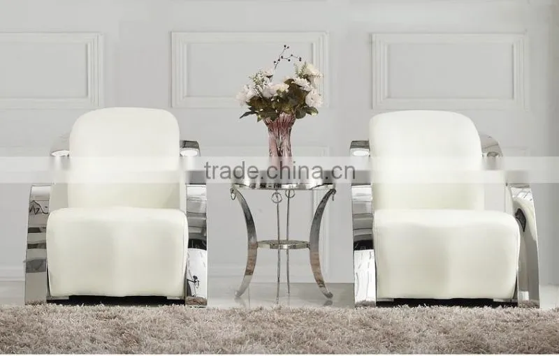 FS 012 elegant white color genuine leather leisure chair single chair visitor hotel room bedroom chair wedding silver chairs