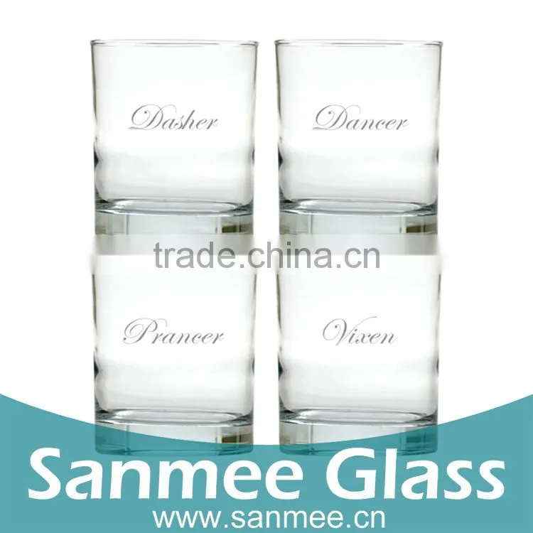 4PCS Unbreakable Glassware Santa's Reindeer Old Fashioned Glass Set