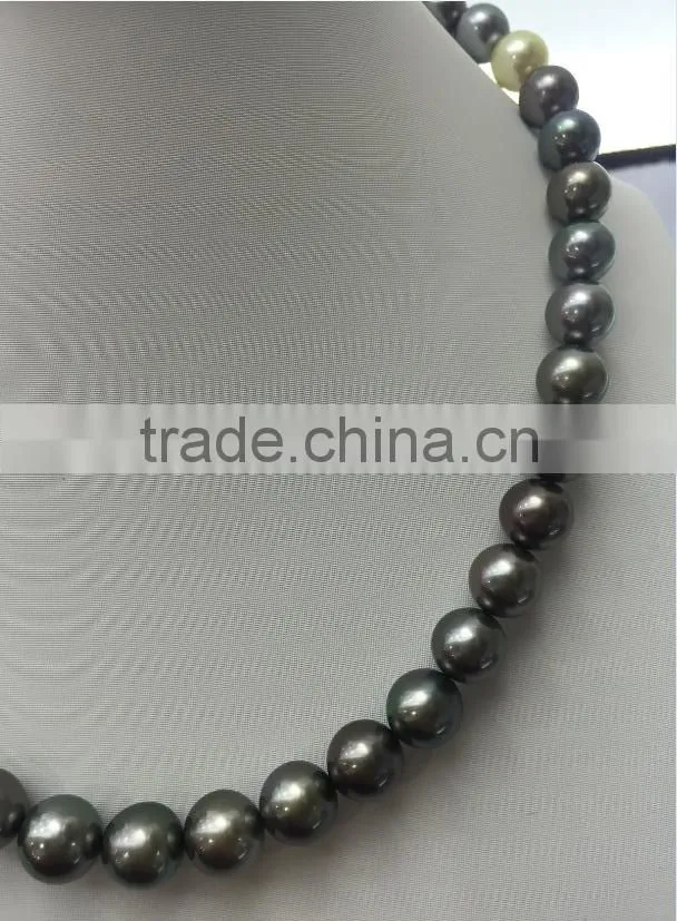 AA 10-11mm colorful South Sea Pearl with 14K Gold clasp necklace