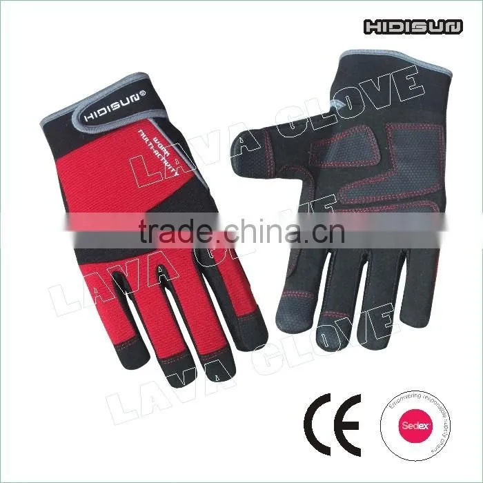 High breathability green stretch-spandex back working glove