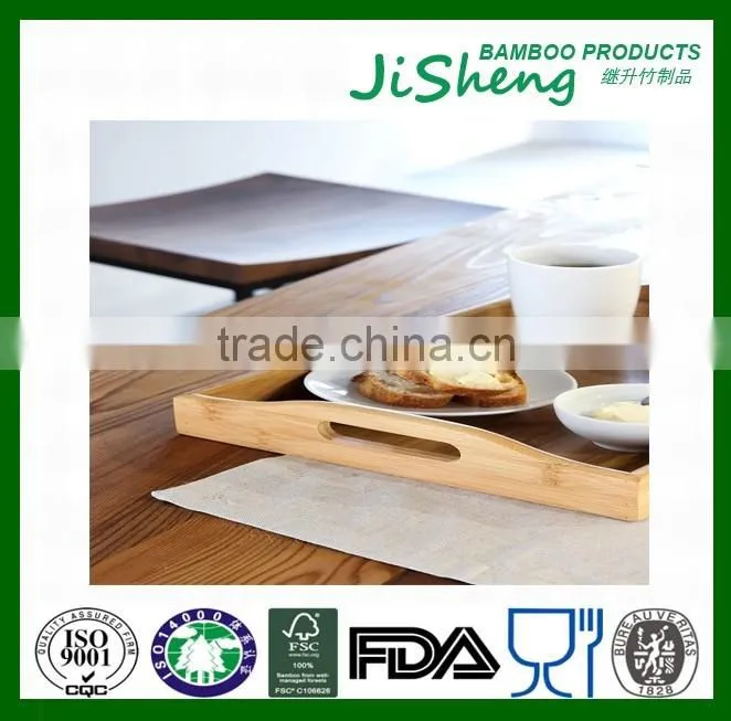 Cheap bamboo wooden food serving tray, serving tray and bamboo tray with handles